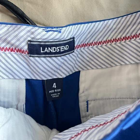 NEW Bundle of 2x Lands End Chino Shorts Khaki Blue Womens Size 4 Pockets - Picture 7 of 10
